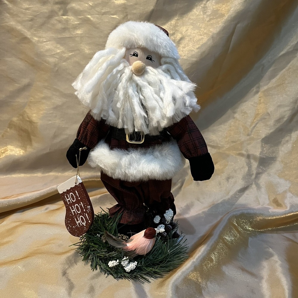 Christmas Holiday SANTA With Bird Rustic Standing Figure 11" Tall